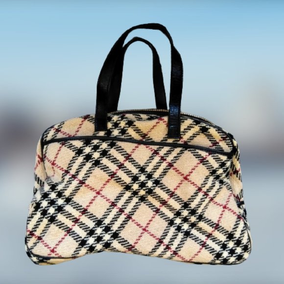 BURBERRY BAG Nova Plaid, Leather & Wool - Authentic! - Picture 1 of 12
